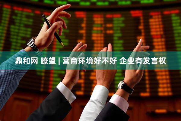 鼎和网 瞭望 | 营商环境好不好 企业有发言权